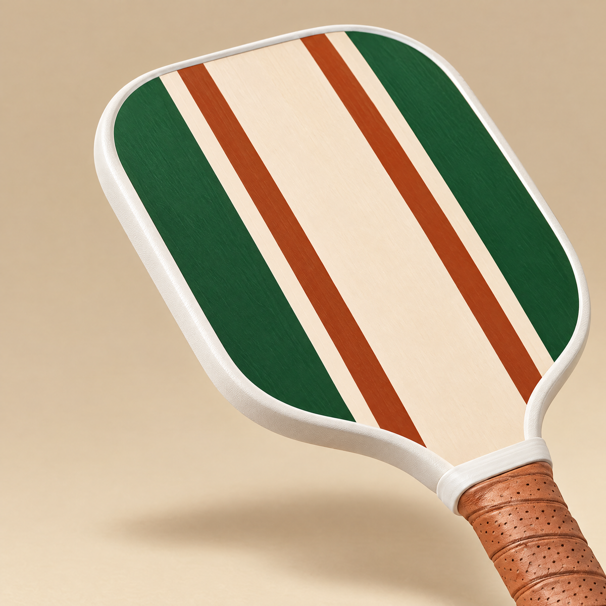 Protective edge guard on the RetroStripe wooden paddle